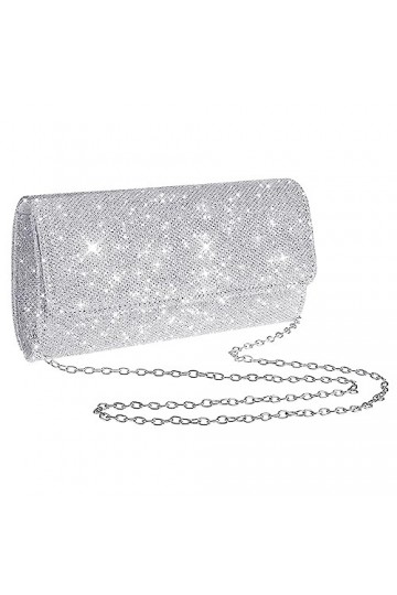 Pochette de soirée pour femme, Argenté., 20cm/7.87in*10.5cm/4.13in*4.5cm/1.77in