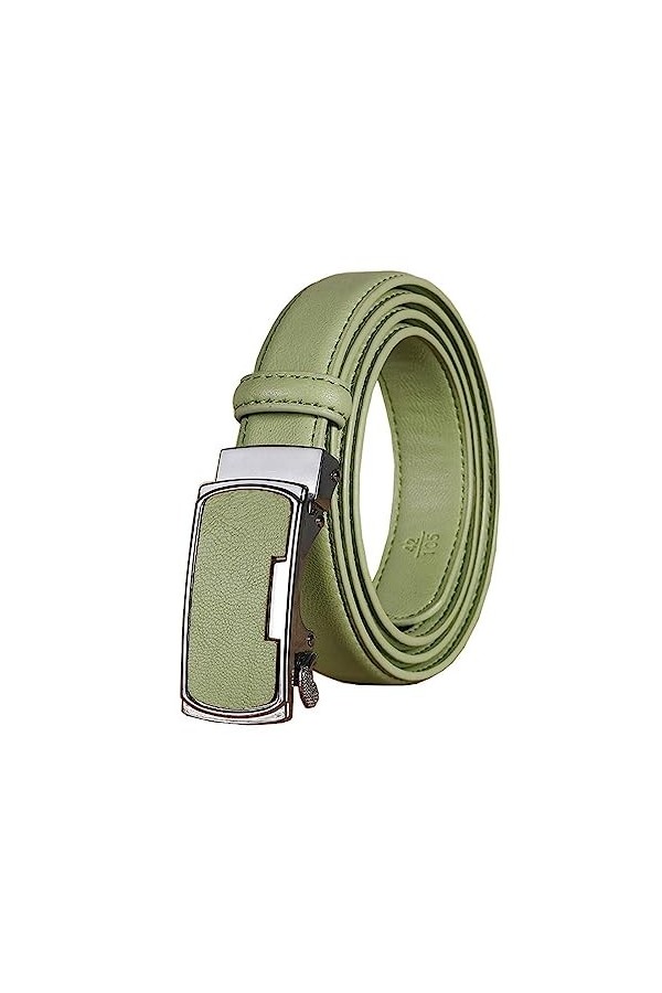 NIUXICH 2.3cm largeur femmes ceinture en cuir décontracté dames ceintures réglables ceinture à boucle automatique, Vert, 120c