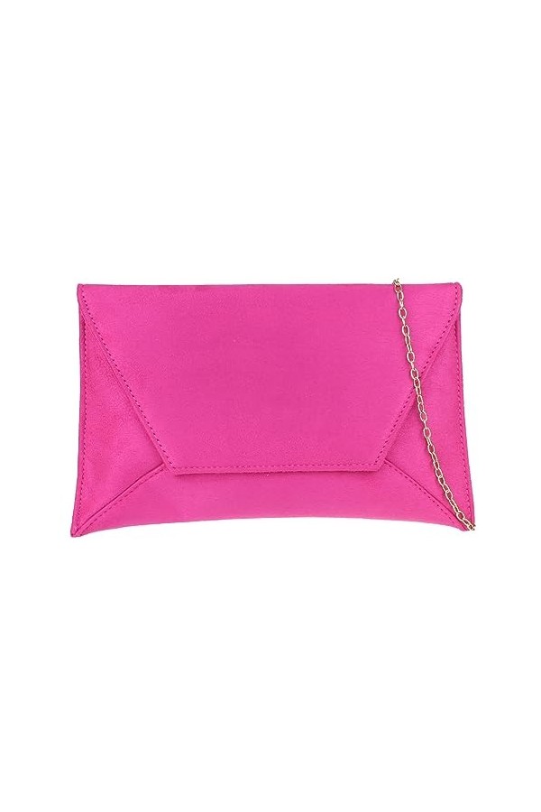 Girly Handbags Femme Pochette unie en faux suède Fuchsia