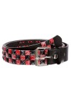 Ceinture cloutée à motif damier rouge et noir de 3,8 cm - - S