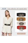 WERFORU Large ceinture élastique pour femme, vintage, extensible, large - Rétro - Mode Cinch pour robes, B-noir+marron+beige+