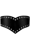 Ceinture large extensible noire en cuir synthétique pour femme, noir, Taille 86/99 cm