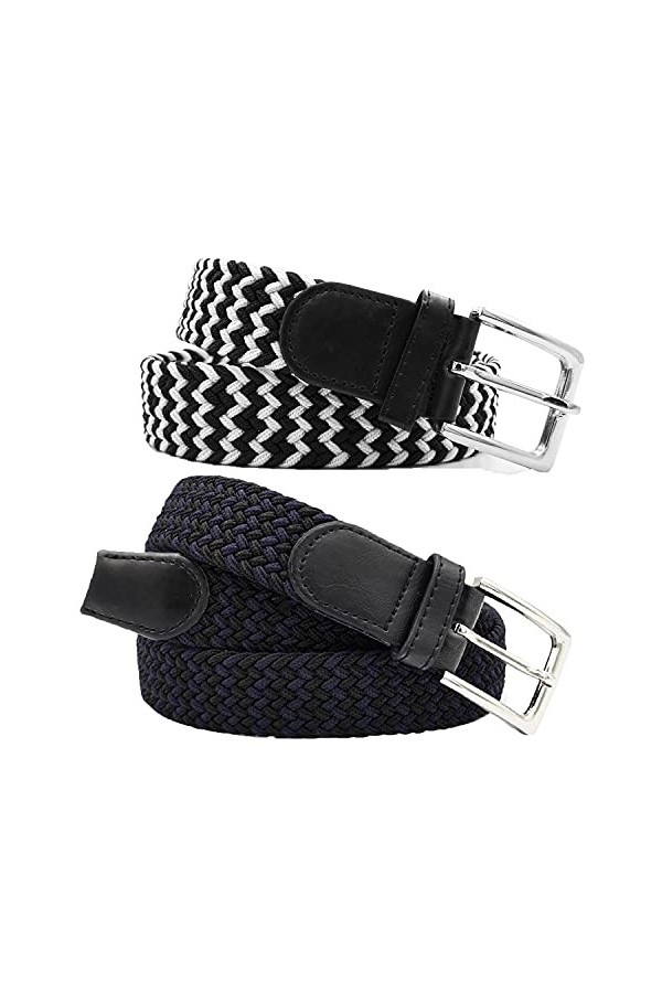 Gloop BE201701 Ceinture élastique en tissu tressé pour homme et femme - Multicolore - 120 cm