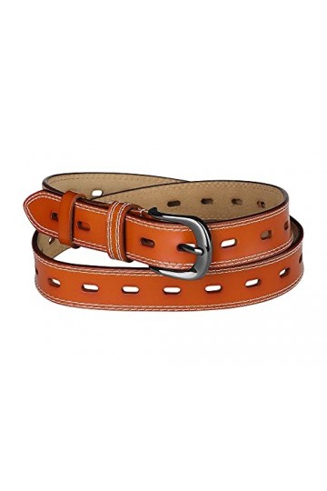 Allegra K Ceinture en cuir synthétique avec ceinture à boucle pour femmes, Orange/marron, 114.5cm/45.08"