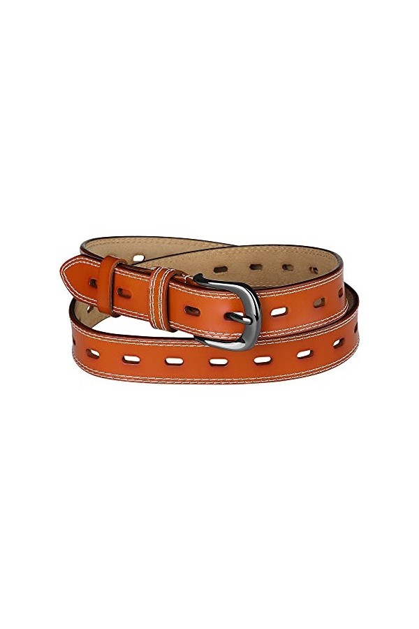 Allegra K Ceinture en cuir synthétique avec ceinture à boucle pour femmes, Orange/marron, 114.5cm/45.08"