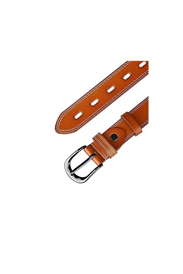 Allegra K Ceinture en cuir synthétique avec ceinture à boucle pour femmes, Orange/marron, 114.5cm/45.08"