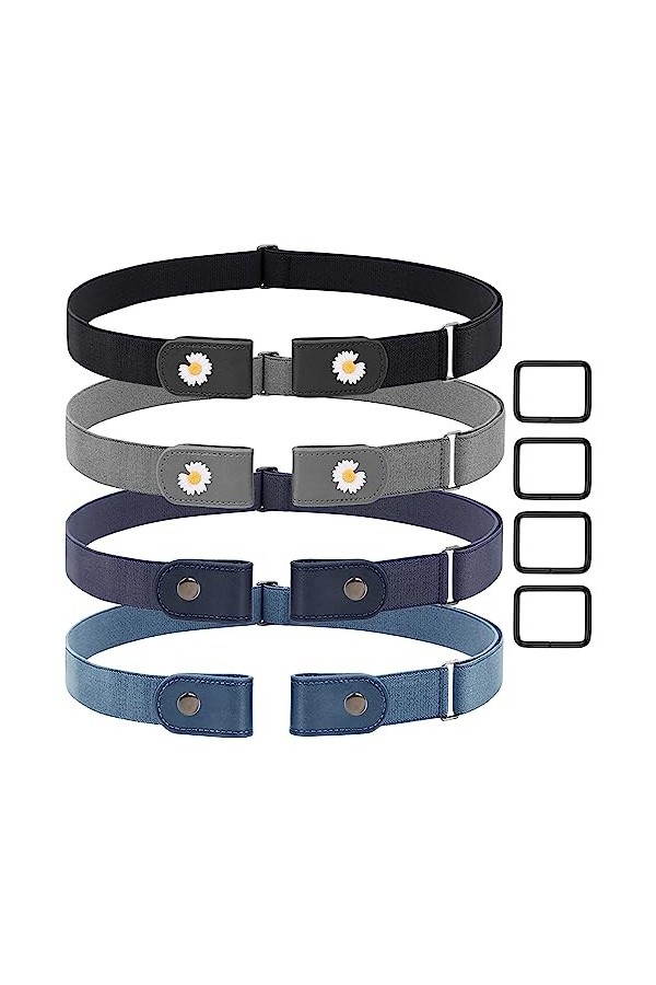 Ceinture Sans Boucle 4 Pièces Ceinture Extensible Réglable Ceinture Élastique Sans Boucle Ceinture Élastique Stretch Invisibl