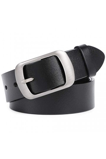 JasGood Ceinture en cuir pour femme avec boucle ardillon, Noir 01 , XXL:Fit für Taillengröße 116-125cm