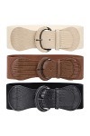 WERFORU Ceinture large extensible pour femme - Boucle élastique à crochet, D-noir+marron+beige, Anzug für Taillenumfang 78-91
