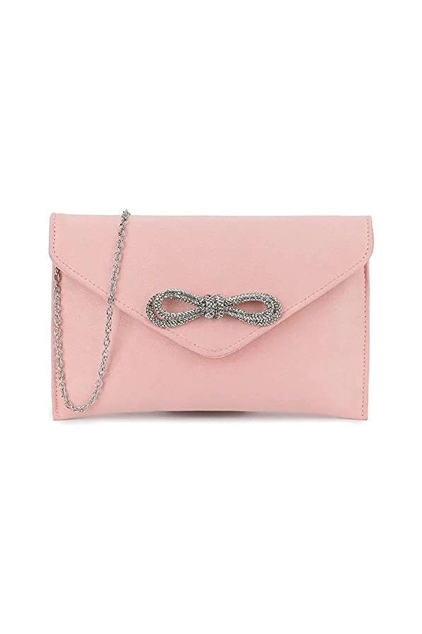 UShopUK Pochette en daim avec nœud en strass pour mariage, soirée, sac à main, Vert, medium