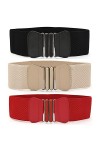 ISAKEN Ceinture Élastique pour Femme Ceinture Large Rétro Élastiquée Ceinture de Robe Stretch Vintage Large élastique Extensi