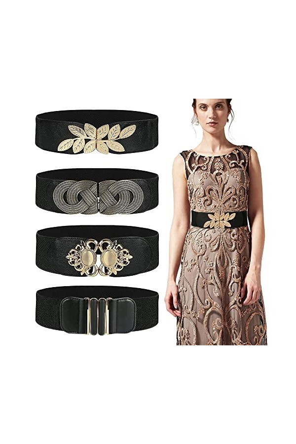 RMENOOR Large ceinture élastique pour femme, Noir , M