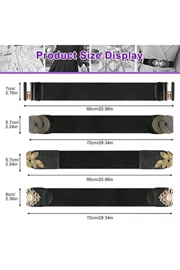 RMENOOR Large ceinture élastique pour femme, Noir , M