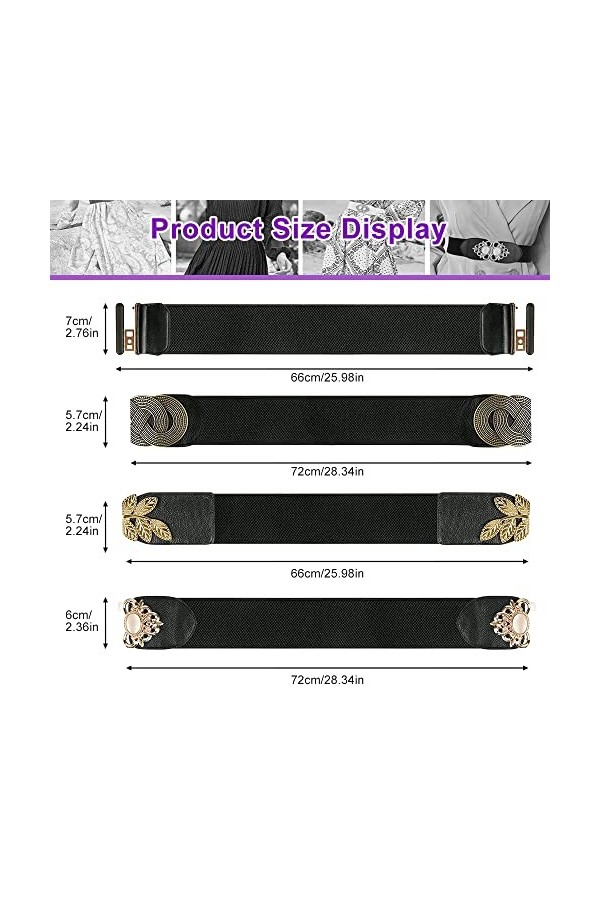 RMENOOR Large ceinture élastique pour femme, Noir , M