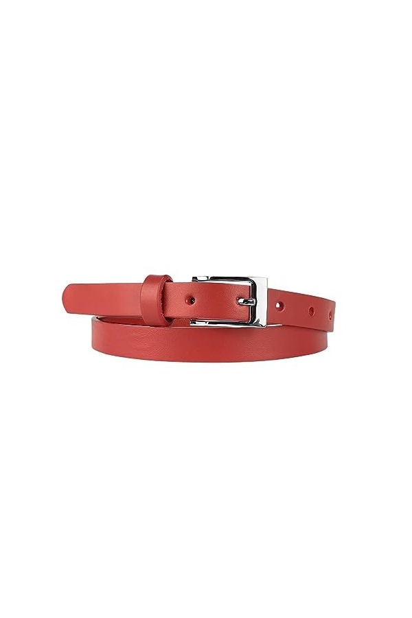 Mix Your Beauty MYB Ceinture pour femme 100 % cuir véritable – hauteur 20 mm – sans couture – Fabriqué en Italie, rouge, 90-1