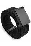 MOZETO Ceinture en tissu - Largeur : 3,8 cm - Unisexe - Ceinture de travail avec rabat - Boucle noire - Couleur unie - Noir -