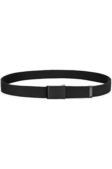 MOZETO Ceinture en tissu - Largeur : 3,8 cm - Unisexe - Ceinture de travail avec rabat - Boucle noire - Couleur unie - Noir -