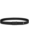 MOZETO Ceinture en tissu - Largeur : 3,8 cm - Unisexe - Ceinture de travail avec rabat - Boucle noire - Couleur unie - Noir -