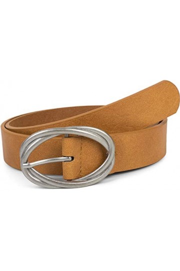 styleBREAKER ceinture femme unie à double boucle torsadée ovale, longueur ajustable 03010099, taille:80cm, couleur:curry-arge