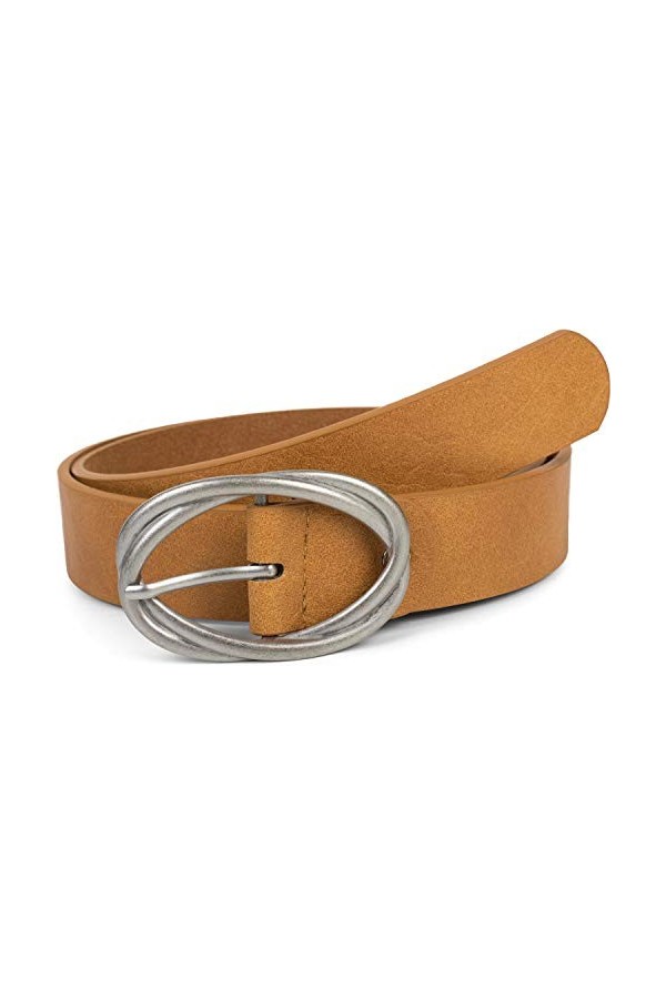 styleBREAKER ceinture femme unie à double boucle torsadée ovale, longueur ajustable 03010099, taille:80cm, couleur:curry-arge