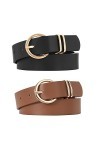 JASGOOD Lot de 2 ceintures en cuir pour femme avec boucle dorée, C-light Coffee, X-Large