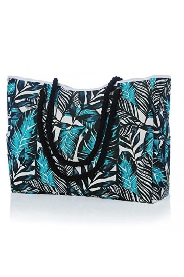 MULTIONS Sac de plage, sac de plage imperméable pour femme avec fermeture éclair, sac fourre-tout de plage dété avec poches,