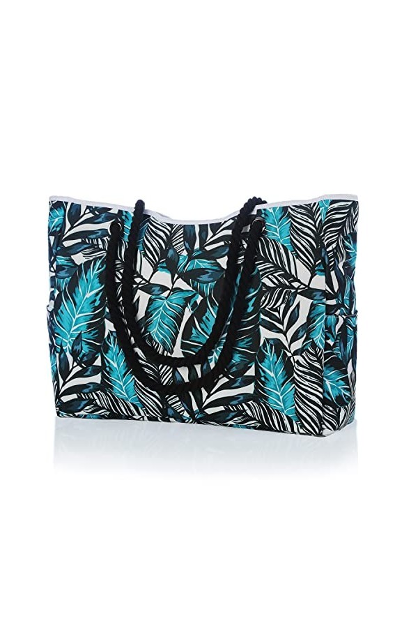 MULTIONS Sac de plage, sac de plage imperméable pour femme avec fermeture éclair, sac fourre-tout de plage dété avec poches,