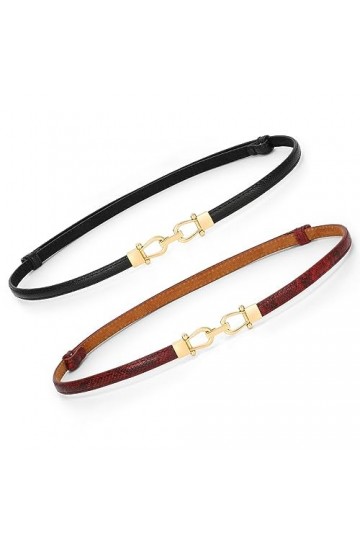 XZQTIVE Ceinture en cuir skinny pour femme - Réglable - Taille fine - Ceinture tendance pour robe, 3-noir+rouge, Passend für 