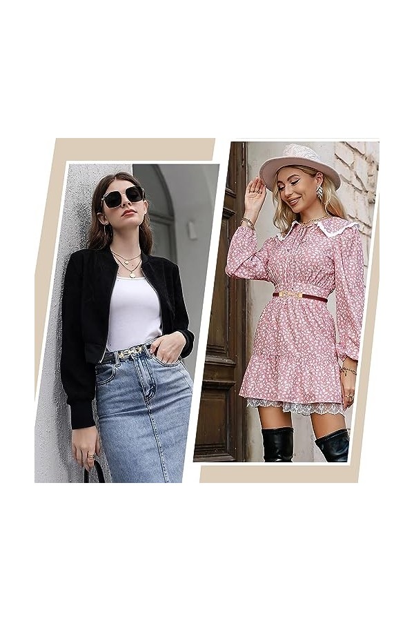 XZQTIVE Ceinture en cuir skinny pour femme - Réglable - Taille fine - Ceinture tendance pour robe, 3-noir+rouge, Passend für 