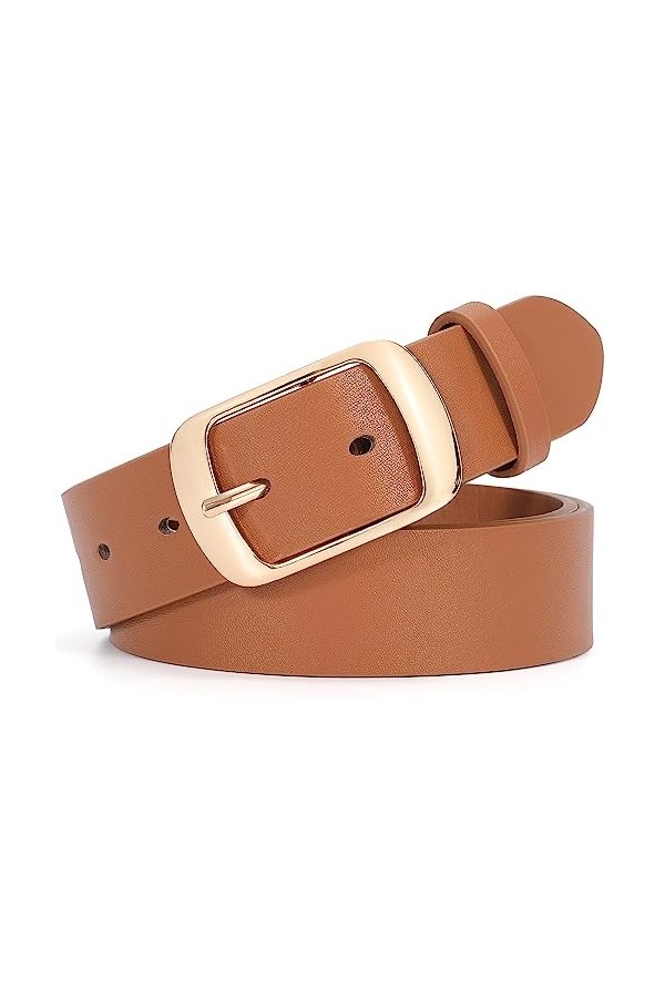 JasGood Ceinture en cuir pour femme avec boucle ardillon, Marron 05 , XXL:Fit für Taillengröße 116-125cm