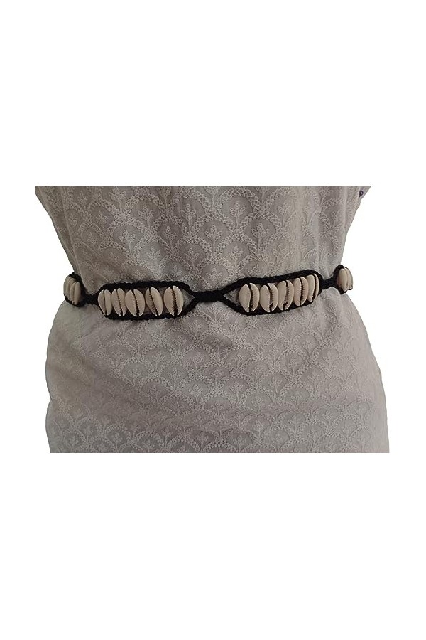 KVR Ceinture de taille ethnique rustique pour la Saint-Valentin avec perles de verre, 103-2 cm, 7 Twist, taille unique