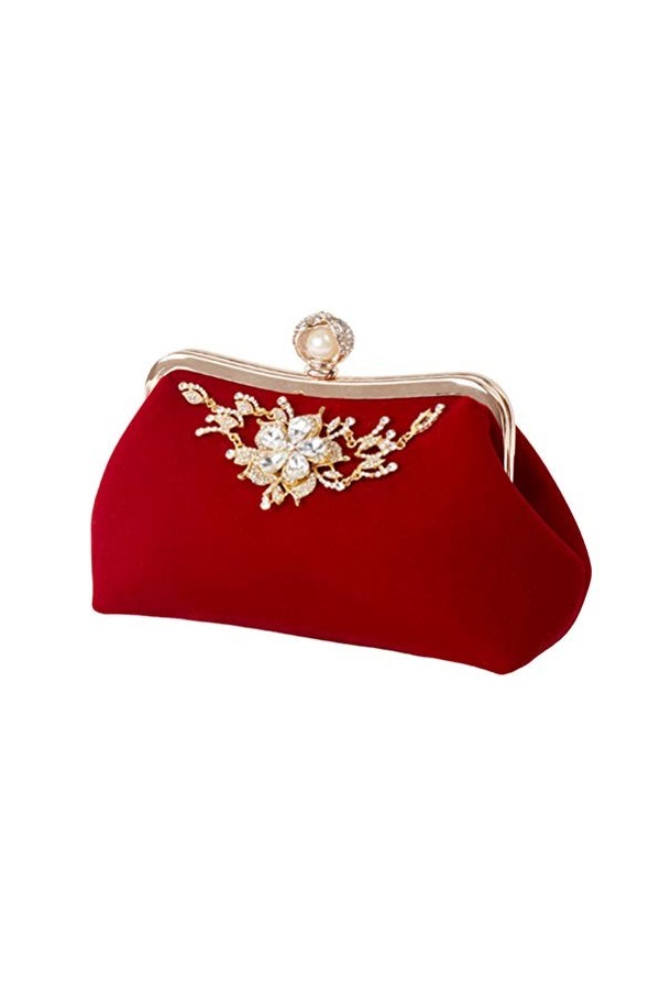TENDYCOCO Pochette de soirée pour femme avec chaîne - Pour mariage, fête, banquet - Noir, Rouge