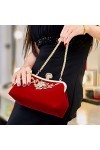 TENDYCOCO Pochette de soirée pour femme avec chaîne - Pour mariage, fête, banquet - Noir, Rouge