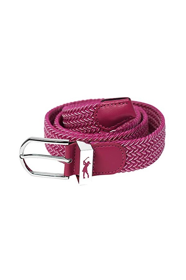 Surprizeshop Ceinture en toile tissée super extensible | Émaillé à la main sur la boucle | Ceinture de golf pour femme | Tail