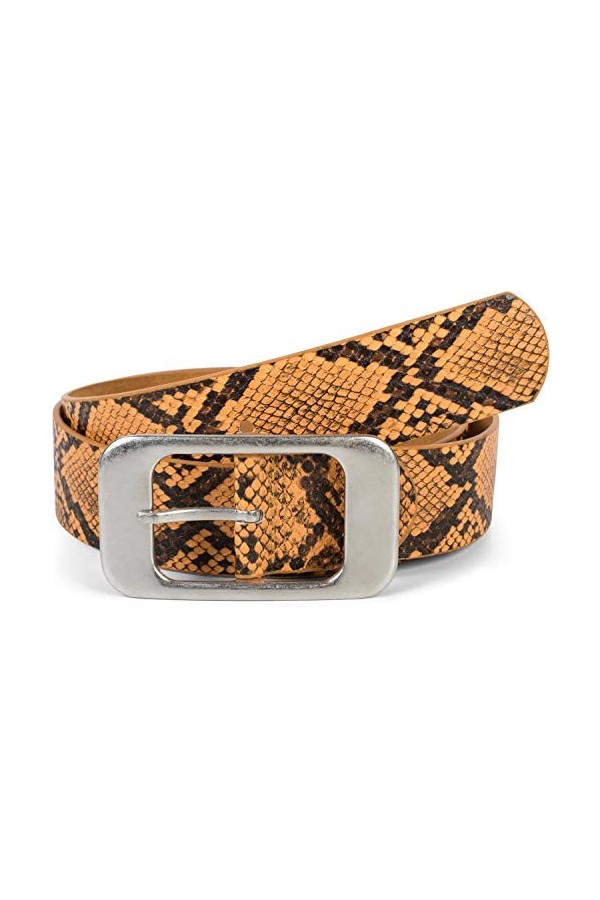 styleBREAKER ceinture pour femme aspect peau de serpent avec grande boucle rectangulaire, raccourcissable 03010101, couleur:C