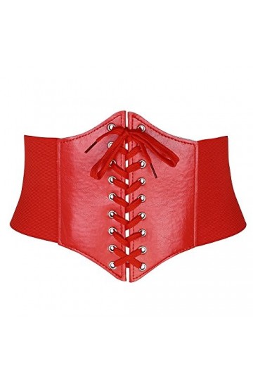 CHIC DIARY Ceinture large et extensible pour femme, Rouge, taille unique