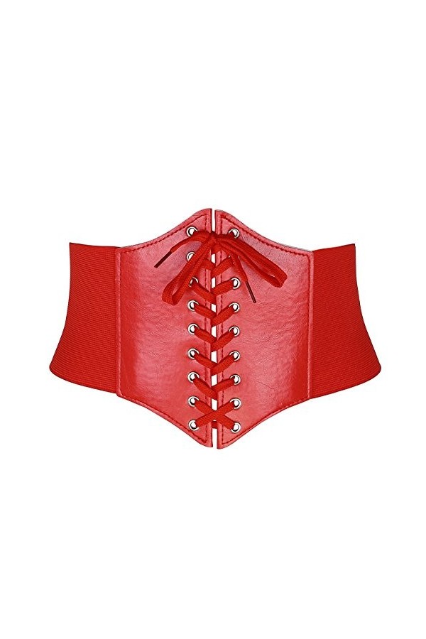 CHIC DIARY Ceinture large et extensible pour femme, Rouge, taille unique