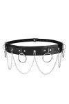 CHIC DIARY Ceinture punk pour femme avec chaîne en métal - En cuir synthétique - Rivet clouté - Pour robe, jean, cosplay, cos