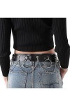 CHIC DIARY Ceinture punk pour femme avec chaîne en métal - En cuir synthétique - Rivet clouté - Pour robe, jean, cosplay, cos