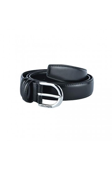 Biagiotti Ceinture femme fine en cuir véritable, raccourcie avec boîte, Noir 3 cm, L 115 cm 