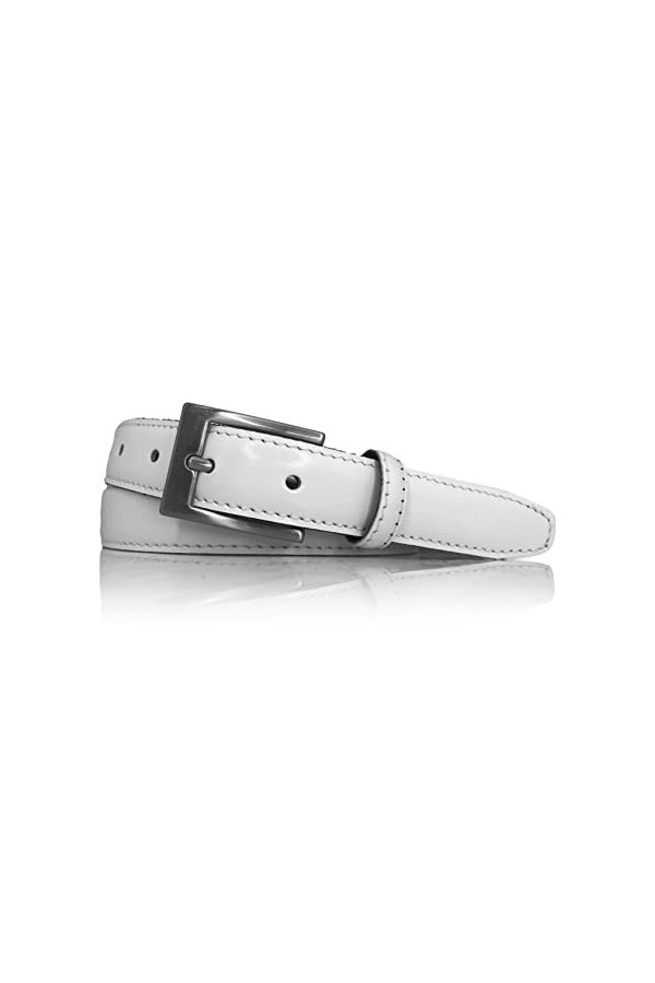 almela Ceinture femme étroite | 2,5cm de large - 25mm | Cuir Véritable | Ceinture fine | Boucle en argent satiné | Womens th
