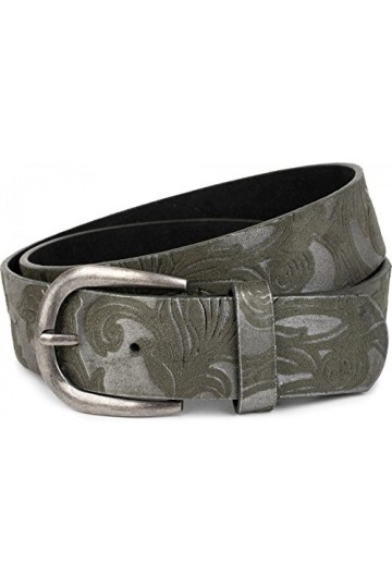 styleBREAKER Ceinture avec un motif ornemental gravé souple, réglable, unisexe 03010076, taille:90cm, couleur:Vert