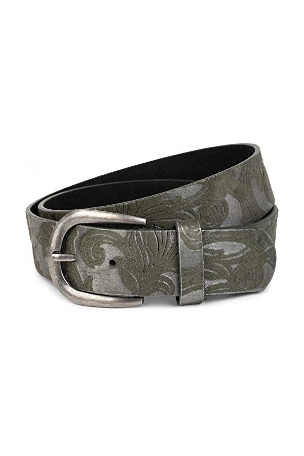 styleBREAKER Ceinture avec un motif ornemental gravé souple, réglable, unisexe 03010076, taille:90cm, couleur:Vert