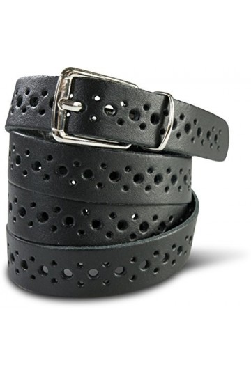 fashionchimp Ceinture en cuir pour femme, motif dentelle, boucle de ceinture en argent - Made in Germany Blanc - 110/BW95 - 