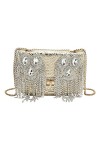 DEEVORCA Femmes Élégantes Chaîne Sacs À Bandoulière Mode Strass Sac Messenger Rencontres Travail Fête Mariage PU Cuir Exquis 
