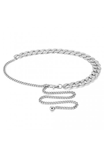 CHIC DIARY Ceinture à chaîne en métal Mode Strass Ceinture de taille Ceinture Ceinture de hanche Ceinture décorative Ceinture