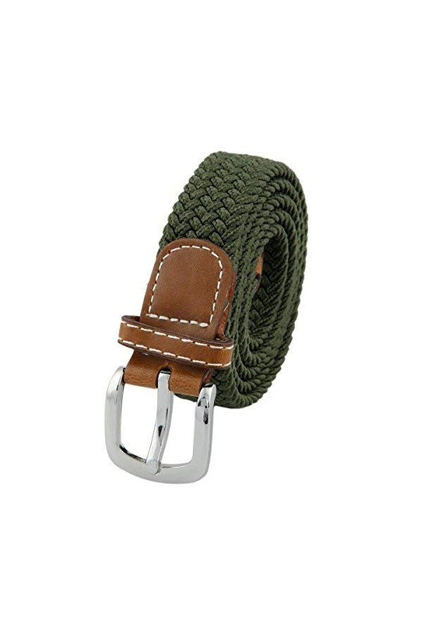 Shanxing Vert Armée Ceinture Femme élastique Tressée Extensible Stretch Sangle avec Boucle en Métal Fermeture en Cuir PU