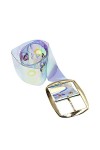 Ceinture large holographique transparente en PVC avec boucle en métal pour femme - - taille unique