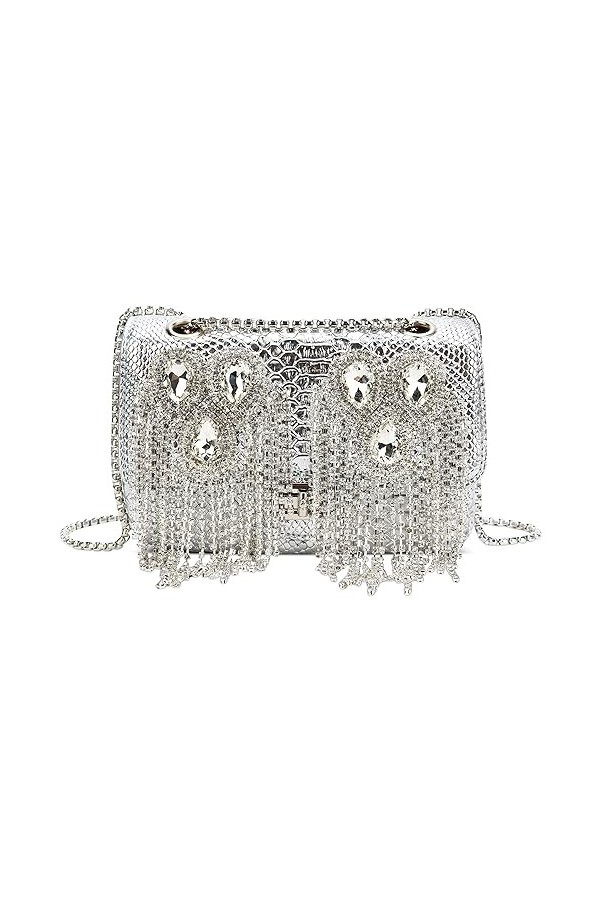 DEEVORCA Femmes Élégantes Chaîne Sacs À Bandoulière Mode Strass Sac Messenger Rencontres Travail Fête Mariage PU Cuir Exquis 