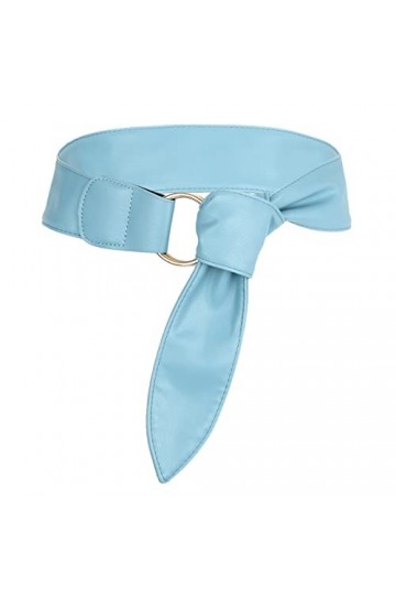 KYEYGWO Robe pour femme de 6 cm de large, ceinture réglable en cuir synthétique avec double anneau et boucle en métal, Bleu 